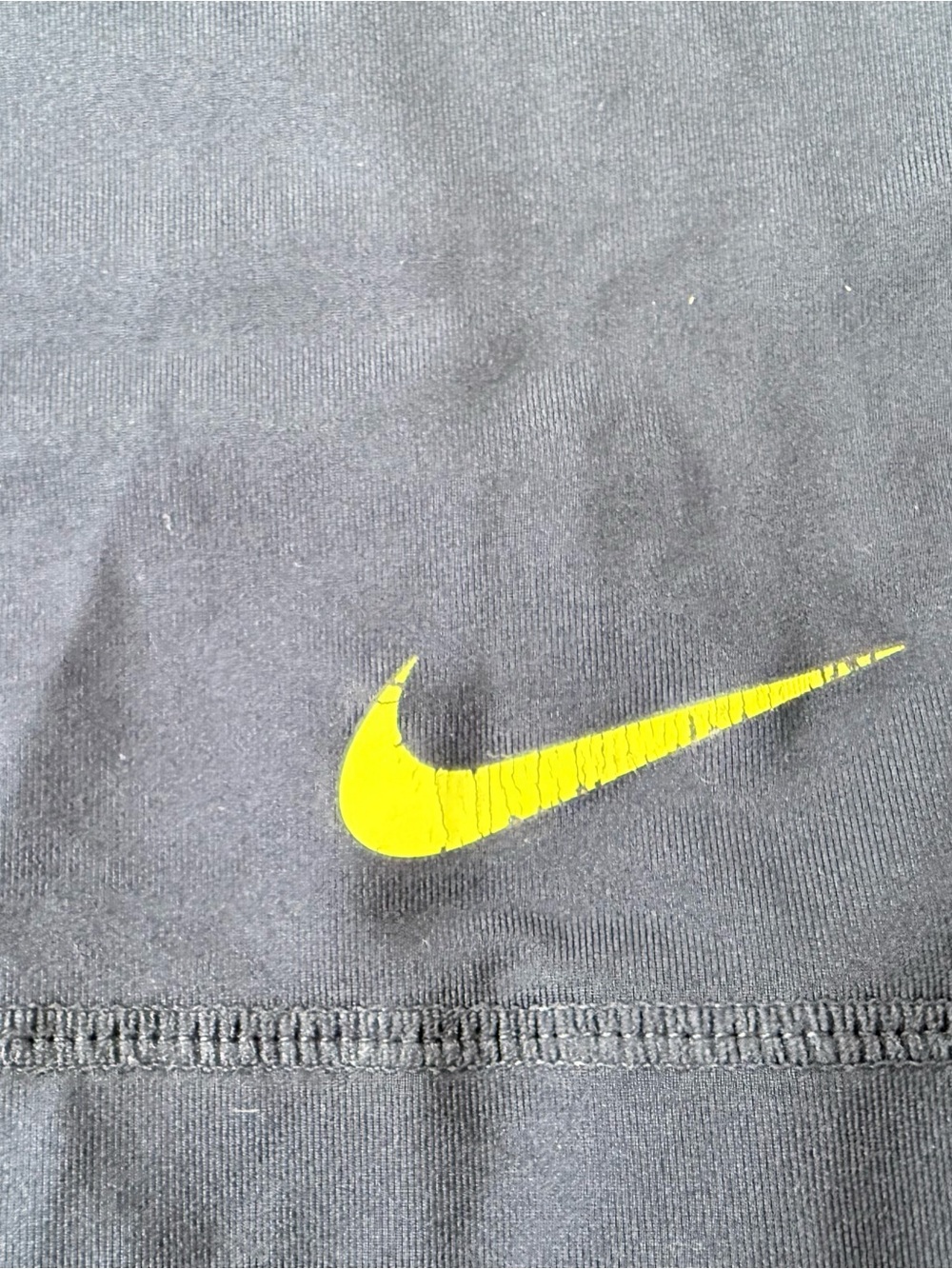 Nike Pro Navy Athletic Shorts with Yellow Waistband - Picture 2 of 3
